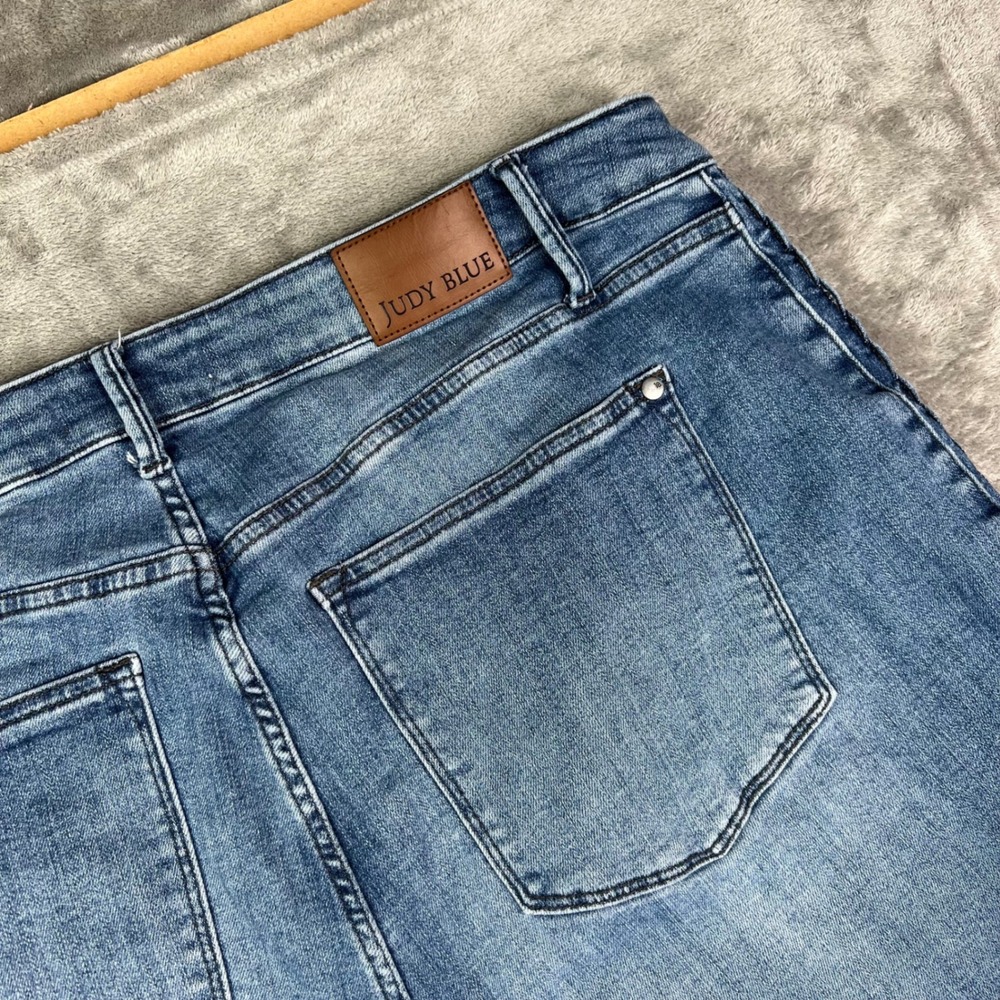 Judy Blue Wide Leg Jeans Womens 22W Blue Braided Side Stretch Cropped Denim - Picture 14 of 14